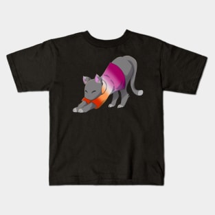 Lesbian cat stretching Kids T-Shirt